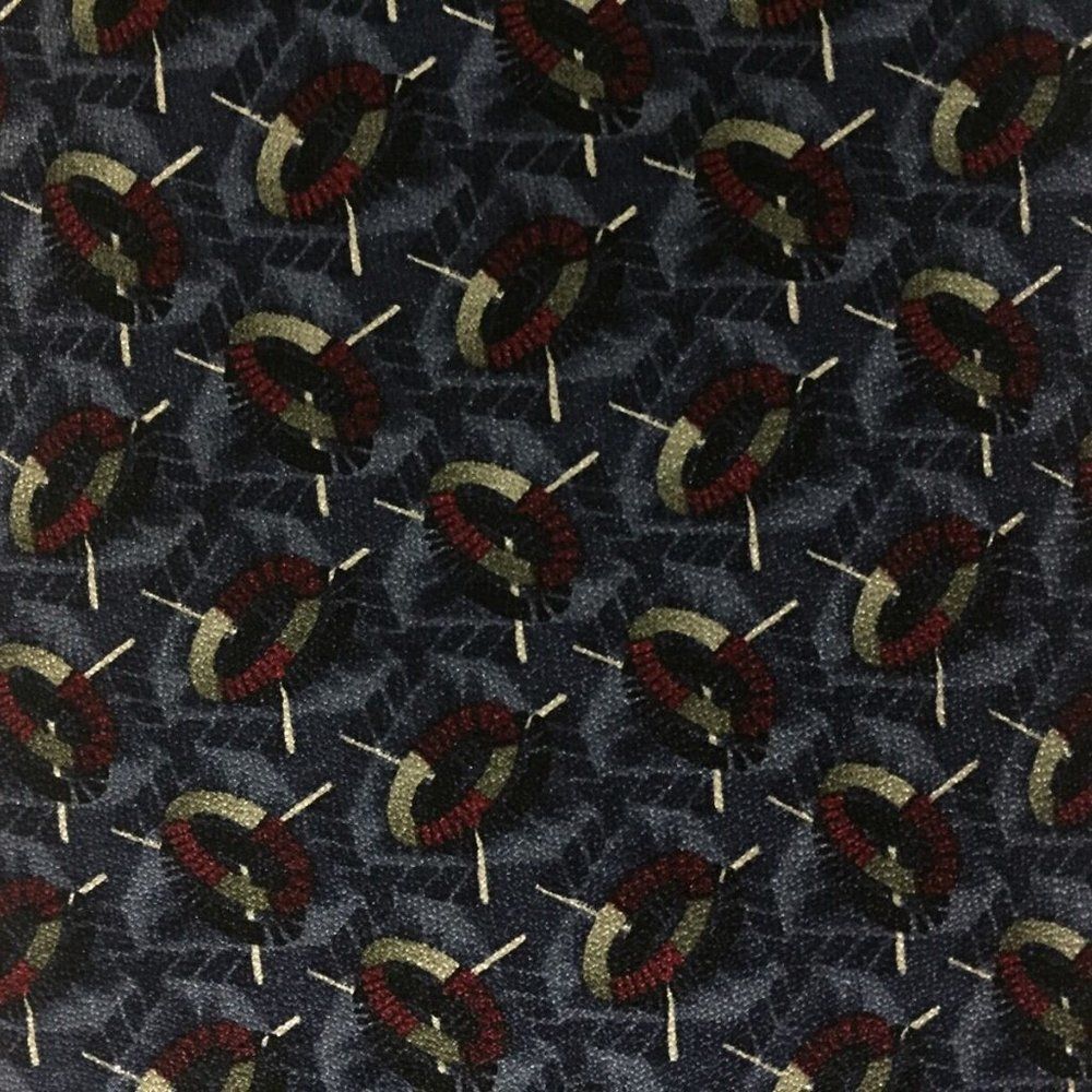 Henry Grethel Mens Necktie Navy Maroon Gray Circle - Picture 2 of 5